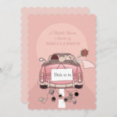 Pink Getaway Car - Bridal Dusche Einladung (Vorne/Hinten)