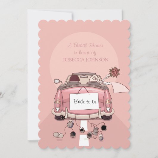 Pink Getaway Car - Bridal Dusche Einladung (Vorderseite)