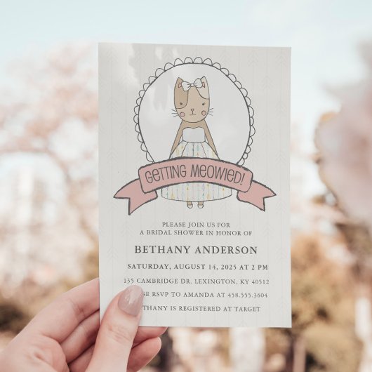 Pink Getting Meowied Cat Theme Brautparty Einladung