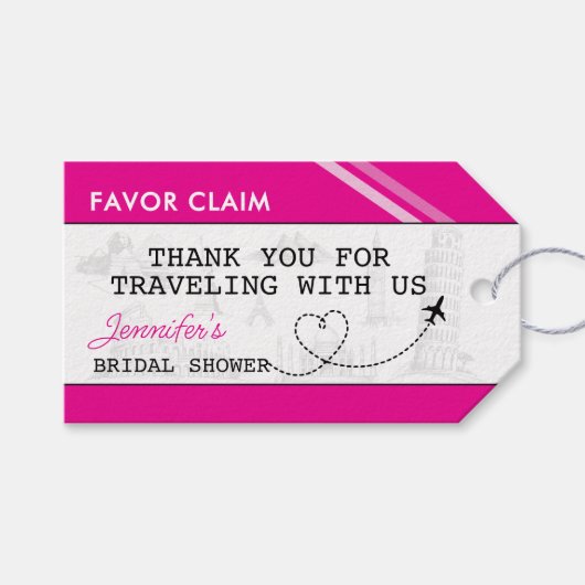 Pink Gevor Anspruchsberechtigtes Brautparty Geschenkanhänger (Vorderseite (Horizontal))