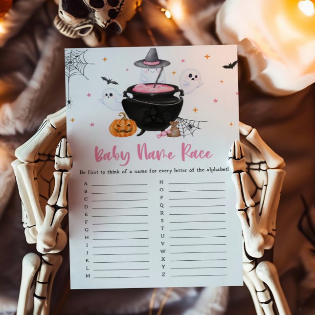 Pink Ghost Baby wird Baby Name Race Game Brechen (Baby is Brewing Baby Shower Baby Name Race Game)