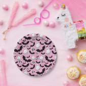 Pink ghost, bats and pumpkins pappteller (Party)