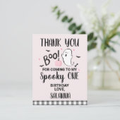 Pink Ghost Boo Halloween Geburtstag Danke Karte (Stehend Vorderseite)
