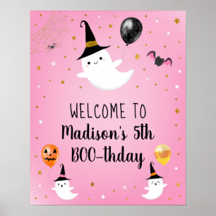 Pink Ghost BOO Halloween Geburtstag Willkommen Poster