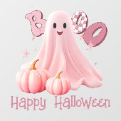Pink Ghost Boo Happy Halloween Window Cloning Fensteraufkleber (Blatt)