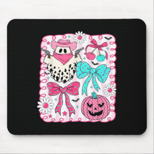 Pink Ghost Coquette Bow Halloween Western Cowgirl Mousepad