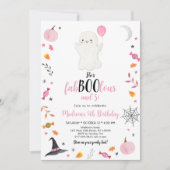 Pink Ghost Fab-boo-lous und Five Birthday Einladung (Vorderseite)