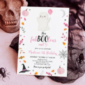 Pink Ghost Fab-boo-lous und Five Birthday Einladung