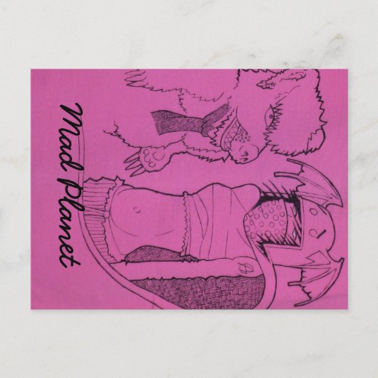 Pink Ghost Girl und Angry Bear Postkarte (Vorderseite)