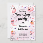 Pink Ghost Hallowee Geburtstag Einladung (Vorderseite)