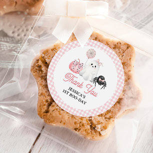 Pink Ghost Halloween 1. Geburtstag Party Runder Aufkleber