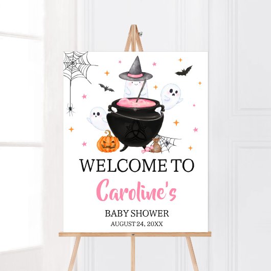 Pink Ghost Halloween Baby Braut Willkommen Poster