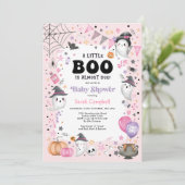 Pink Ghost Halloween Boo Girl Baby Dusche Einladung (Stehend Vorderseite)