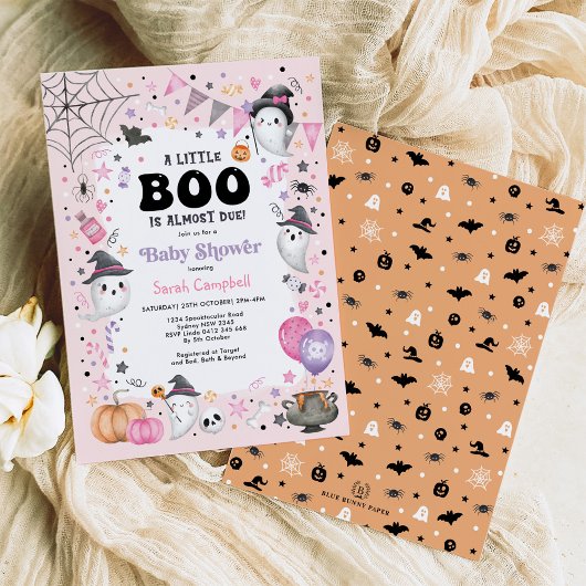 Pink Ghost Halloween Boo Girl Baby Dusche Einladung