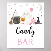 Pink Ghost Halloween Candy Bar Party Sign Poster (Vorne)