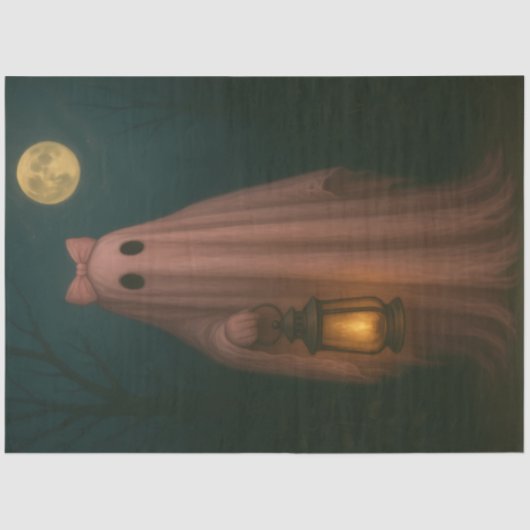 Pink Ghost Halloween Dekoupage Whimsical Goth Seidenpapier (Vorderseite)