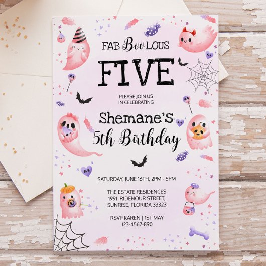 Pink Ghost Halloween Geburtstagseinladung Einladung