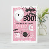 Pink Ghost Halloween Geburtstagsparty Einladung (Stehend Vorderseite)