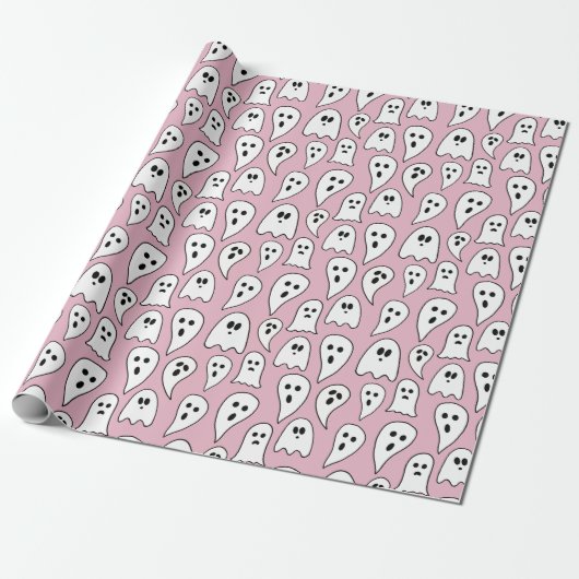 Pink Ghost Halloween Geschenkpapier (Ungerollt)