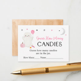 Pink Ghost Halloween Guess Wie viele Spiel Begleitkarte