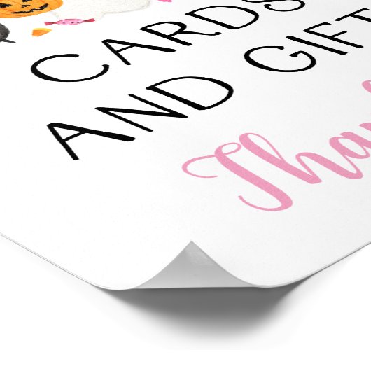 Pink Ghost Halloween Karten & Geschenke Zeichen Poster (Ecke)