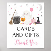 Pink Ghost Halloween Karten & Geschenke Zeichen Poster (Vorne)