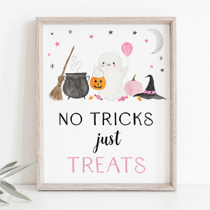Pink Ghost Halloween keine Tricks Nur Leckereien u Poster