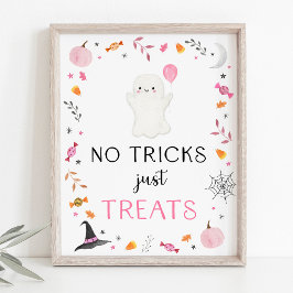 Pink Ghost Halloween keine Tricks Nur Leckereien u Poster