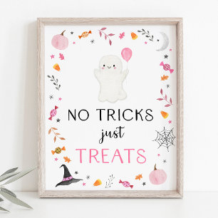 Pink Ghost Halloween keine Tricks Nur Leckereien u Poster