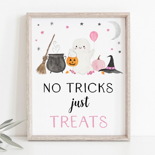 Pink Ghost Halloween keine Tricks Nur Leckereien u Poster