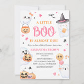Pink Ghost Halloween Little Boo Baby Dusche Einladung (Vorderseite)