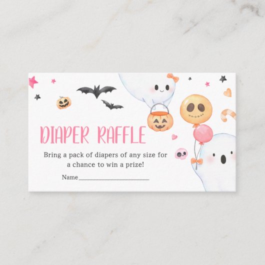 Pink Ghost Halloween Little Boo Diaper Raffle Begleitkarte (Vorderseite)
