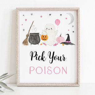 Pink Ghost Halloween Pick Your Poison Drinks unter Poster