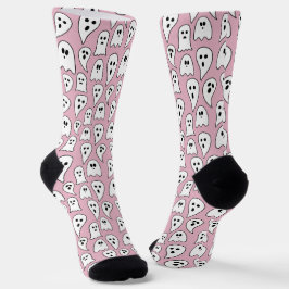 Pink Ghost Halloween Socken