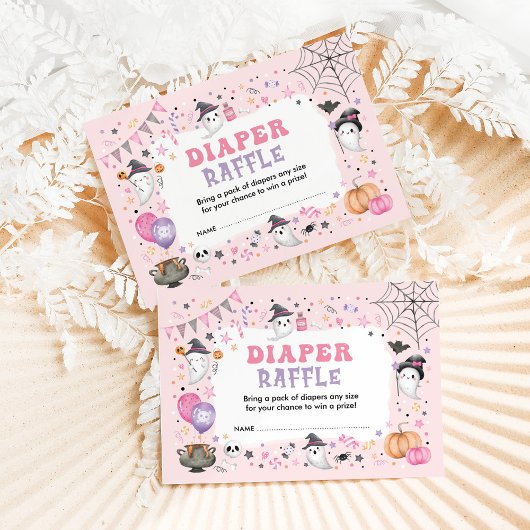 Pink Ghost Halloween Spooky Boo Diaper Raffel Begleitkarte