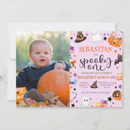 Pink Ghost Halloween Spooky Ein 1. Geburtstag Part Einladung