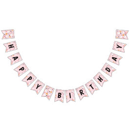 Pink Ghost Halloween Spooky One Happy Birthday Wimpelkette