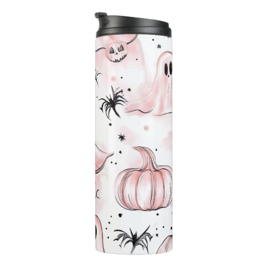Pink Ghost Halloween Tumbler Thermosbecher (Nach rechts gedreht)