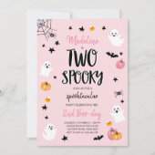 Pink Ghost Halloween Zwei Spooky 2. Geburtstag Einladung (Vorderseite)