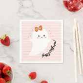 Pink Ghost Happy Halloween Serviette (Beispiel)