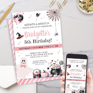 Pink Ghost kids Halloween Party Einladung