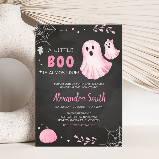 Pink Ghost Little Boo Baby Dusche Einladung