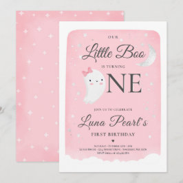 Pink Ghost Little Boo Geburtstagsparty Halloween Einladung