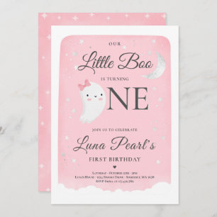 Pink Ghost Little Boo Geburtstagsparty Halloween Einladung