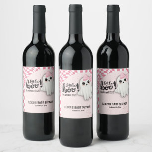 Pink Ghost Little Boo ist fast fällig Baby-Party Weinetikett