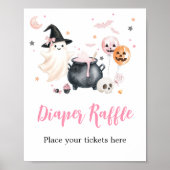 Pink Ghost Little Boo Windel-Raffle-Schild Poster (Vorne)