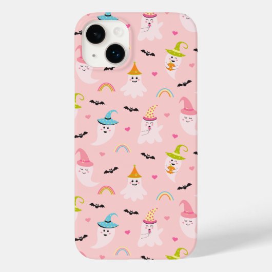 Pink Ghost Rainbow Halloween Case-Mate iPhone Hülle (Rückseite)