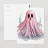 Pink Ghost Watercolor Kunst Postkarte (Vorne/Hinten)