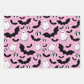 Pink ghosts, bats and pumpkins geschenkpapier set (Vorderseite 2)