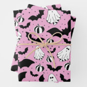 Pink ghosts, bats and pumpkins geschenkpapier set (Beispiel)